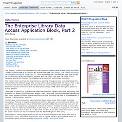 The Enterprise Library Data Access Application Block, Part 2