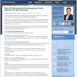 List of Enterprise Microblogging Tools: Twitter for the Intranet