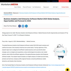 Business Analytics And Enterprise Software Market 2020 Global Analysis, Opportunities and Forecast to 2026