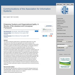 "Enterprise Systems and Organizational Agility-A Review of the Literature and Conceptual Framework" by thao phuong trinh, Alemayehu Molla et al.