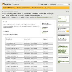 Enterprise Support - Symantec Corp. Supported upgrade paths to Symantec Endpoint Protection Manager 12.1 from Symantec Endpoint Protection Manager 11.x - Nightly