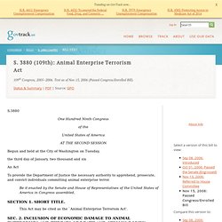 Full Text of S. 3880 (109th): Animal Enterprise Terrorism Act