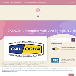 CAL/OSHA Law - Enterprise-Wide and Egregious Violations