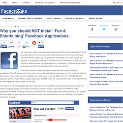 Why you should NOT install ‘Fun & Entertaining’ Facebook applications