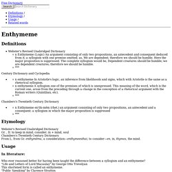 Enthymeme - definition, etymology and usage, examples and related words