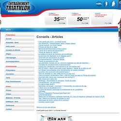Conseils et Articles pour l'entrainements aux triathlons