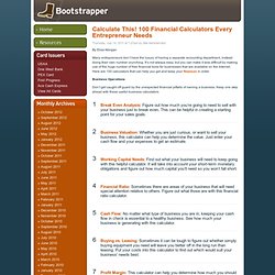 Bootstrapper » Calculate This! 100 Financial Calculators Every Entrepreneur Needs