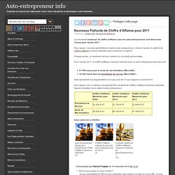 Auto Entrepreneur : Chiffre d'Affaires Maximum pour 2011