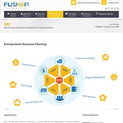 ERP - Entrepreneur Resource Planning , Supply Chain Software System Development by Fusion Informatics