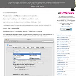 Brice Cornet: serial entrepreneur hédoniste: Perte connexion wifi MAC : comment résoudre le problème