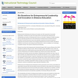 Six Questions for Entrepreneurial Leadership and Innovation in Distance Education