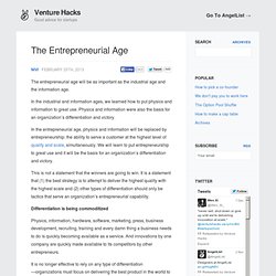 The Entrepreneurial Age