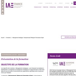 Management stratégique : Entrepreneuriat, Pilotage de l'Innovation et Sport - IAE FRANCE - Les Écoles Universitaires de Management