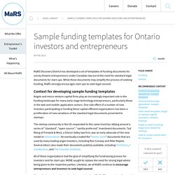 Sample funding templates for Ontario entrepreneurs