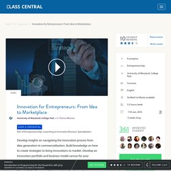Reviews for Innovation for Entrepreneurs: From Idea to Marketplace from Coursera