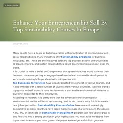 Enhance Your Entrepreneurship Skill By Top Sustainability Courses In Europe