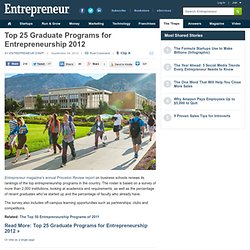 Top 25 Graduate Programs for Entrepreneurship 2012