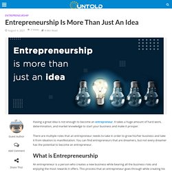 Entrepreneurship Is More Than Just An Idea