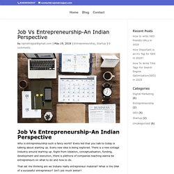 Job Vs Entrepreneurship-An Indian Perspective