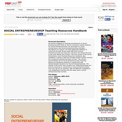 SOCIAL ENTREPRENEURSHIP Teaching Resources Handbook - PDFCast.org