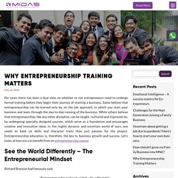 Why Entrepreneurship Training Matters