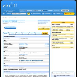 Fiche entreprise LA BANQUE POSTALE - 421100645 - Retrouvez la fiche de l'entreprise LA BANQUE POSTALE