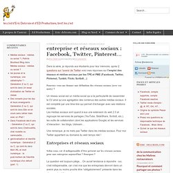 entreprise et réseaux sociaux : Facebook, Twitter, Pinterest…