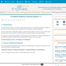 Le Mode Entreprise d'Internet Explorer 11