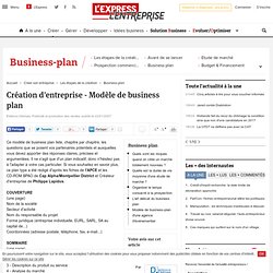 Création d'entreprise - Modèle de business plan