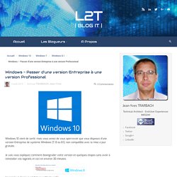 Windows – Passer d’une version Entreprise à une version Professional