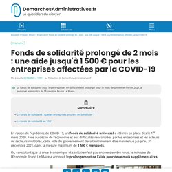 Fonds de solidarité prolongé de 2 mois pour les entreprises en difficultés