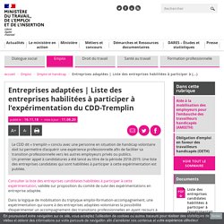 Entreprises habilitées à participer à l'expérimentation CDD-Tremplin