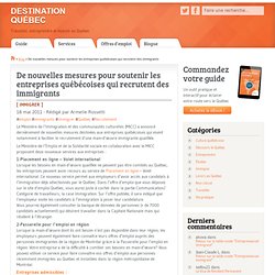 De nouvelles mesures pour soutenir les entreprises québécoises qui recrutent des immigrants