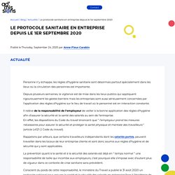 Entreprises : les règles d'hygiène sanitaire depuis septembre 2020