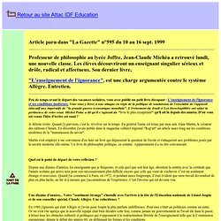 Entretien de Jean-Claude Michéa - La Gazette n°595 10-16 sept. 1999