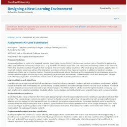 Designing a New Learning Environment - Assignment #3 Late Submission