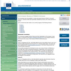 Commission Review of REACH Annexes - Environment