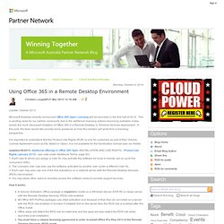 Using Office 365 in a Remote Desktop Environment - Official Microsoft Partner Network Blog - Site Home - MSDN Blogs