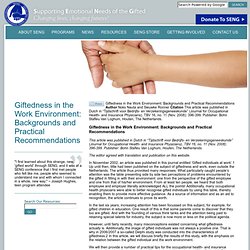 Giftedness in the Work Environment: Backgrounds and Practical Recommendations