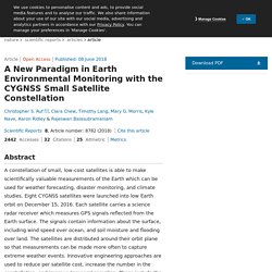 A New Paradigm in Earth Environmental Monitoring with the CYGNSS Small Satellite Constellation