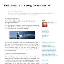 Environmental Starategy Consultants INC.: What Business Owners Say About Environmental Management System