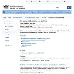 Environmental education in Australia: Current environmental education provision in Australia