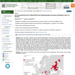 Int. J. Environ. Res. Public Health 2013, 10, 3543-3562; Environmental Drivers of West Nile Fever Epidemiology in Europe and Wes