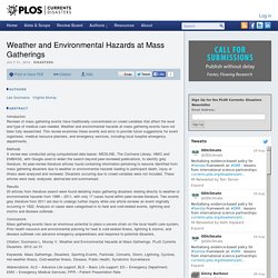 Weather and Environmental Hazards at Mass Gatherings – PLOS Currents Disasters