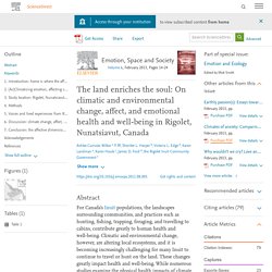 The land enriches the soul: On climatic and environmental change, affect, and emotional health and well-being in Rigolet, Nunatsiavut, Canada
