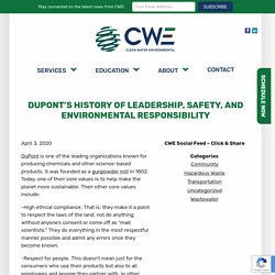 DuPont’s History of Leadership, Safety, and Environmental Responsibility