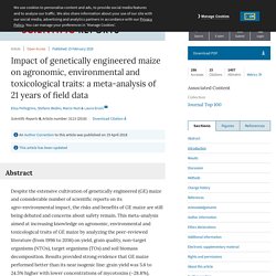 SCIENTIFIC REPORTS 15/02/18 Impact of genetically engineered maize on agronomic, environmental and toxicological traits: a meta-analysis of 21 years of field data