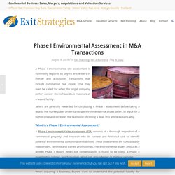 Phase I Environmental Assessment in M&A Transactions