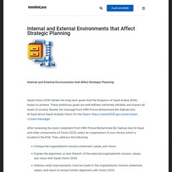 Internal and External Environments that Affect Strategic Planning