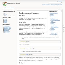 Environnement bclogo - Le wiki de Syracuse